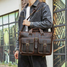 Load image into Gallery viewer, Leather Vintage Style Briefcase