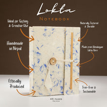 Load image into Gallery viewer, Lokta Mixed Blue Cotton Notebook – Medium (15x12cm) – 45 Leaves