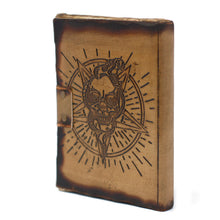 Load image into Gallery viewer, Leather Pentagon &amp; Skull with Burns Detail Notebook (7x5")
