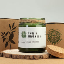 Load image into Gallery viewer, Greenman Woodwick Soy Candle - Sage &amp; Mintwood