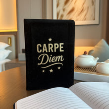 Load image into Gallery viewer, Black Velvet Notebook - 80 pages - Carpe Diem