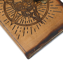 Load image into Gallery viewer, Leather Pentagon &amp; Skull with Burns Detail Notebook (7x5")