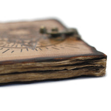 Load image into Gallery viewer, Leather Pentagon &amp; Skull with Burns Detail Notebook (7x5")