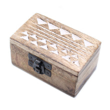 Load image into Gallery viewer, White Washed Wooden Box - Pill Box Aztec Design
