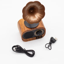 Load image into Gallery viewer, Retro Mini Gramophone Speaker - Bluetooth &amp; FM Radio