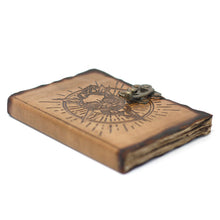 Load image into Gallery viewer, Leather Pentagon &amp; Skull with Burns Detail Notebook (7x5")