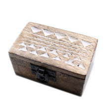 Load image into Gallery viewer, White Washed Wooden Box - Pill Box Aztec Design