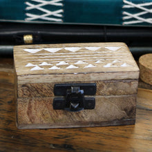 Load image into Gallery viewer, White Washed Wooden Box - Pill Box Aztec Design