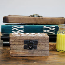 Load image into Gallery viewer, White Washed Wooden Box - Pill Box Aztec Design
