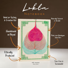 Load image into Gallery viewer, Lokta Bodhi Leaf Notebook – Medium (15x12cm) – 45 Leaves – Assorted