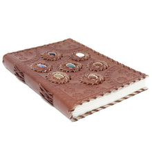 Load image into Gallery viewer, Leather Chakra Stone Notebook (6x9")