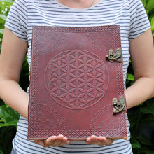 Load image into Gallery viewer, Huge Flower of Life Leather Book 10x13 (200 pages)