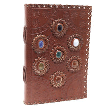 Load image into Gallery viewer, Leather Chakra Stone Notebook (6x9")