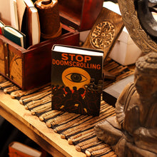 Load image into Gallery viewer, Leather Printed Notebook – Stop Doom Scrolling - 17.8x12.7 cm