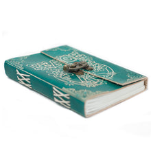 Load image into Gallery viewer, Leather Green Peace with Lock Notebook (7x5")