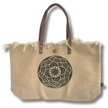 Load image into Gallery viewer, Natural Tote Bag Leather Handle - Mandela