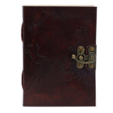 Load image into Gallery viewer, Leather World Map &amp; Stitching Notebook (7x5")