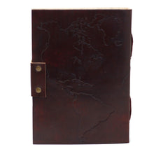 Load image into Gallery viewer, Leather World Map &amp; Stitching Notebook (7x5")