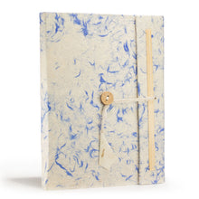 Load image into Gallery viewer, Lokta Mixed Blue Cotton Notebook – Large (21x15cm) – 45 Leaves – Includes Bookmark