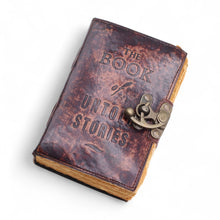 Load image into Gallery viewer, Fat Deckled Leather Notebook – The Book of Untold Stories – 15x10 cm