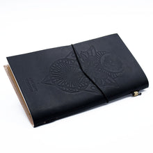 Load image into Gallery viewer, Handmade Leather Journal - My Book of Spells and other Thoughts - Black