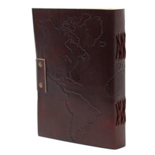 Load image into Gallery viewer, Leather World Map &amp; Stitching Notebook (7x5")