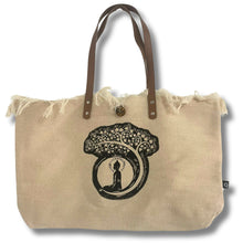 Load image into Gallery viewer, Natural Tote Bag Leather Handle - Buddha