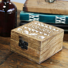 Load image into Gallery viewer, White Washed Wooden Box - 4x4 Slavic Design