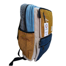 Load image into Gallery viewer, Large Boxy Hemp Backpack - Teal &amp; Tumeric