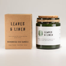 Load image into Gallery viewer, Greenman Woodwick Soy Candle - Leaves &amp; Linen