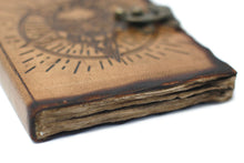 Load image into Gallery viewer, Leather Pentagon &amp; Skull with Burns Detail Notebook (7x5")