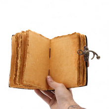 Load image into Gallery viewer, Fat Deckled Leather Notebook – The Book of Untold Stories – 15x10 cm