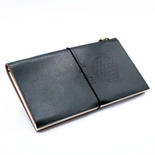 Load image into Gallery viewer, Handmade Leather Journal - Flower of Life - Green (80 pages)