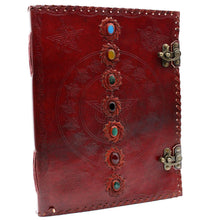 Load image into Gallery viewer, Huge 7 Chakra Leather Book - 10x13 (200 pages)