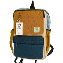 Load image into Gallery viewer, Large Boxy Hemp Backpack - Teal &amp; Tumeric