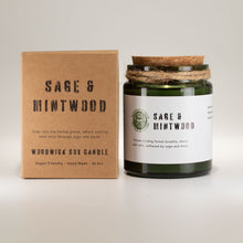 Load image into Gallery viewer, Greenman Woodwick Soy Candle - Sage &amp; Mintwood