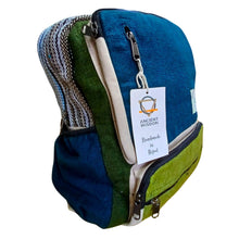 Load image into Gallery viewer, Large Boxy Hemp Backpack - Teal &amp; Sage