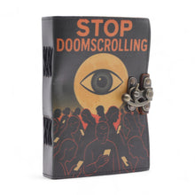 Load image into Gallery viewer, Leather Printed Notebook – Stop Doom Scrolling - 17.8x12.7 cm