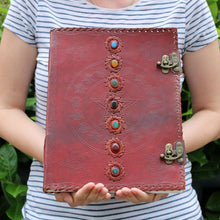Load image into Gallery viewer, Huge 7 Chakra Leather Book - 10x13 (200 pages)