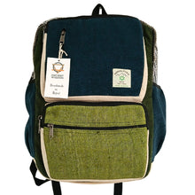 Load image into Gallery viewer, Large Boxy Hemp Backpack - Teal &amp; Sage