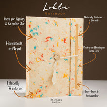Load image into Gallery viewer, Lokta Mixed Colour Cotton Notebook – Large (21x15cm) – 45 Leaves – Includes Bookmark