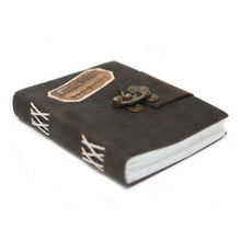 Load image into Gallery viewer, Leather Black Confessions with Lock Notebook (7x5")