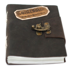 Load image into Gallery viewer, Leather Black Confessions with Lock Notebook (7x5")