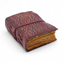 Load image into Gallery viewer, Fat Deckled Edge Leather Notebook – Every Day May Not Be Good (12.7 × 8.9 cm)