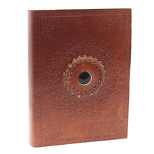 Load image into Gallery viewer, Leather Black Onyx Notebook (7x5")