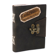 Load image into Gallery viewer, Leather Black Confessions with Lock Notebook (7x5")