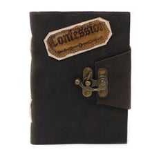 Load image into Gallery viewer, Leather Black Confessions with Lock Notebook (7x5")