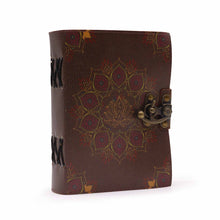 Load image into Gallery viewer, Leather Lotus Mandala Deckle-edge Notebook