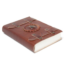 Load image into Gallery viewer, Leather Tigereye with Belts Notebook (6x4")