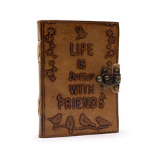 Load image into Gallery viewer, Leather Journel - Plain Paper -  Life is Better with Friends
